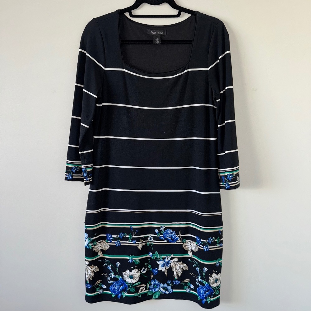 White House Black Market Black Floral Shift Size M